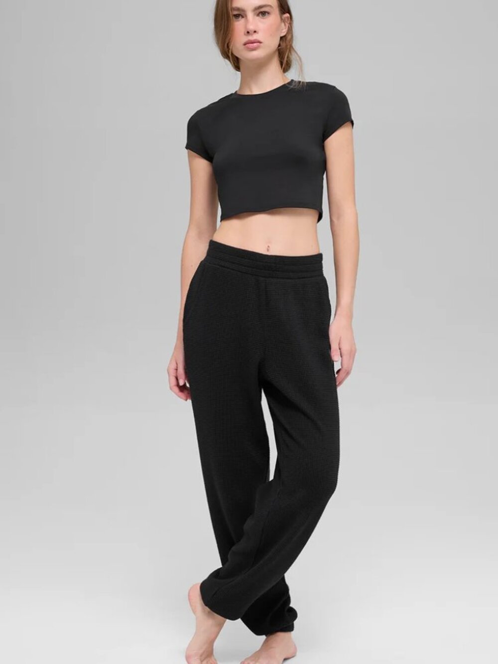 Alo Waffle Weekend Escape Jogger, Black, Size: S